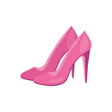 A shoes with heels, lady's beauty things for girls, illustration a white background. Pinkcore.