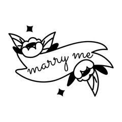 Beautiful glyph sticker of marriage ribbon 