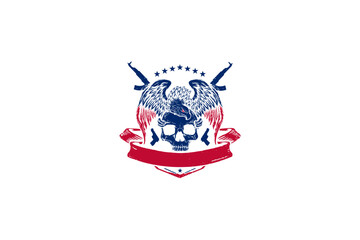American eagle flag with skull and crossguns
