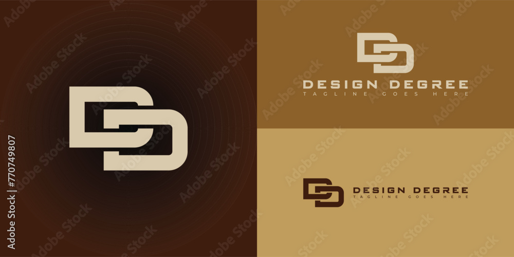 Poster abstract initial letter d or dd logo in soft gold color isolated on multiple background colors. the 