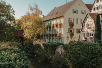 Old national German town house in Bietigheim-Bissingen, Baden-Wuerttemberg, Germany, Europe. Old Town is full of colorful and well preserved buildings.