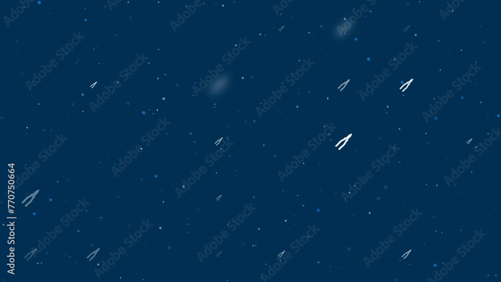 Poster template animation of evenly spaced pliers symbols of different sizes and opacity. animation of tran