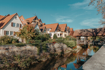 Obraz premium Old national German town house in Bietigheim-Bissingen, Baden-Wuerttemberg, Germany, Europe. Old Town is full of colorful and well preserved buildings.