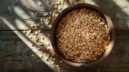 Whole grains with a bowl of cereal, morning's glory - obrazy, fototapety, plakaty