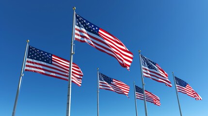 US national flag flying in air - obrazy, fototapety, plakaty