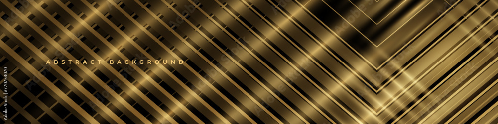 Poster abstract luxury elegant golden banner background with diagonal lines and rays. wide vector illustrat