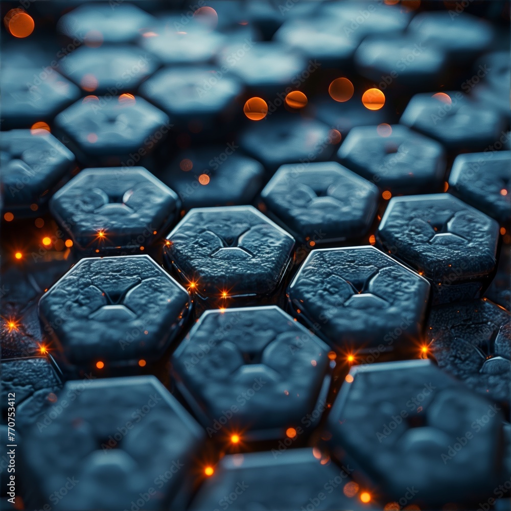 Poster hexagonal geometric pattern with light nodes