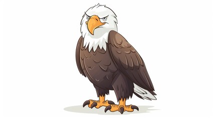 Vector illustration of cute bald eagle over white background.