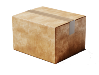 mockup di  scatola di cartone da magazzino , file png sfondo trasparente, scatola per spedizioni, 