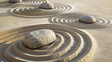 Fototapeta na wymiar Vacuum Zen Rock Gardens: Finding Meditation in Motion and conceptual metaphors of Finding Meditation in Motion