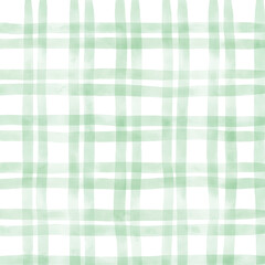 Green Plaid Gingham Check Hand Drawn Background Overlay