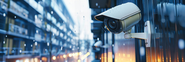 Urban Surveillance Network with a CCTV Camera, Providing Security and Monitoring in a City Park, Emphasizing Public Safety Measures