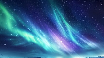 Obraz premium Beautiful abstract aurora northern lights in night sky.