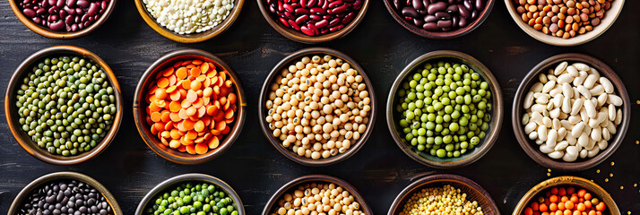 Vegan Essentials: An Array of Dried Legumes and Seeds, Rich in Protein and Perfect for a Plant-Based Diet