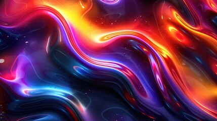 Fototapeta premium Abstract holographic iridescent wallpaper. holographic neon background. holographic vibrant color background. Fluid colors wallpaper. neon glowing lines background. vibrant gradient wallpaper.