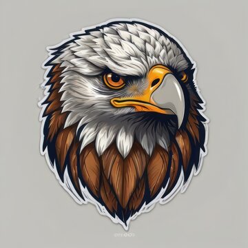 Print ready vector t-shirt design, illustration a cute eagle, sticker, clean white background