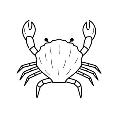 Crab doodle style icon. Vector illustration of river and marine life. Isolated on white delicacies seafood.