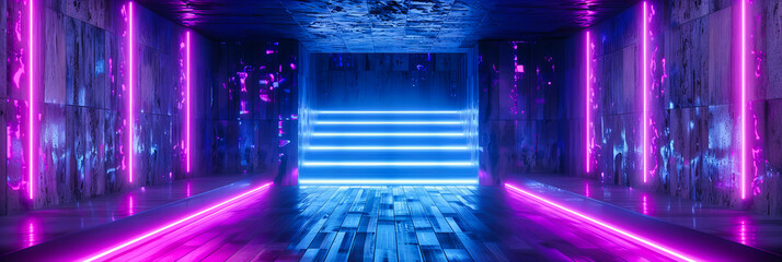 Vibrant Neon Lights in a Futuristic Setting, Offering a Stylish Backdrop for Clubs and Modern Events