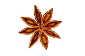 star anise spice isolated in cutout transparent background,png format  