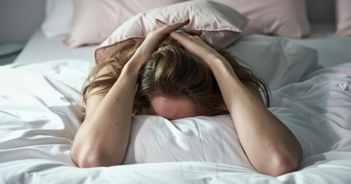 Woman Seeking Quiet Refuge Under Pillow