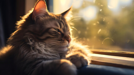 Cozy Cat by Sunlit Window
