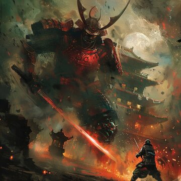 Amidst the chaos of war the Samurai Cyborg faces off against a powerful Oni warlord