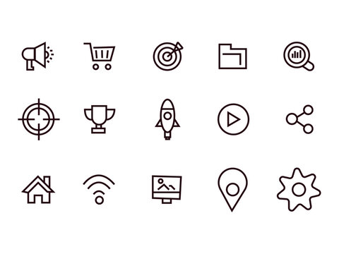 Digital markating  outline icons set vector.