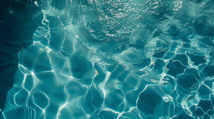 Pool water glitters in the summer sun.