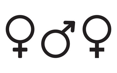 Gender equality symbol, flat vector illustration icon signifies that women and men should always have equal opportunities