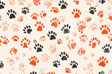 seamless pattern design of puppy paw prints