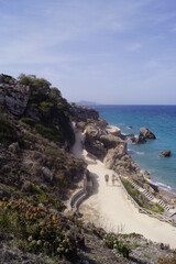 Seaside promenade along Kato Petres Beach in Rhodes, Greece