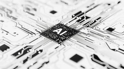 Abstract Backgrounds, Electronic brain and Concept of artificial intelligence(AI) ,white circuit board lines