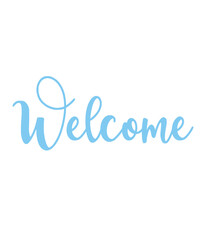 Welcome typography design on plain white transparent isolated background for sign, card, shirt, hoodie, sweatshirt, apparel, tag, mug, icon, poster or badge