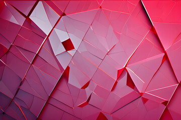 Jagged lines forming irregular polygons in bright yellow on a deep red background. Generative AI