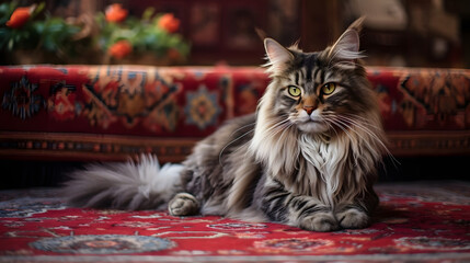 Majestic Cat on Cozy Rug