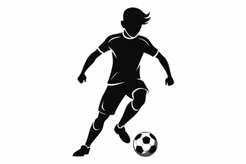 Fototapeta na wymiar Soccer player silhouette black vector illustration