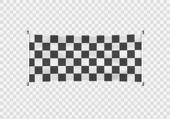 Beginners, trim and checkered vinyl banners with folds. Collection of starting, finishing, and checkered sports flag. Set of illustrations of start or end sign.
