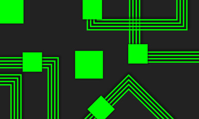 Abstract neon background with green rectangles on a black background. Illustration