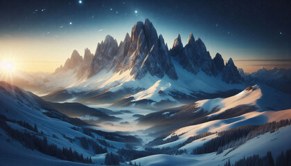 sunrise in the mountains