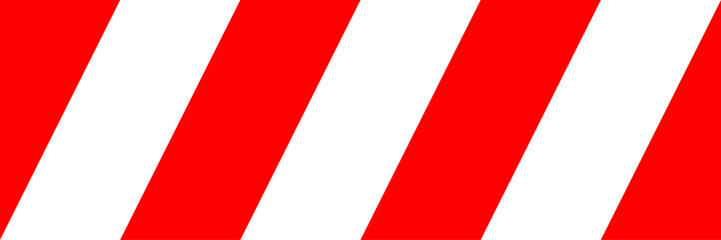 Red and white caution tape, barricade tape seamless striped pattern or texture. Vector illustration.