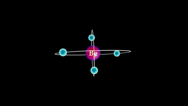 Beryllium atom with electrons revolving around the atom