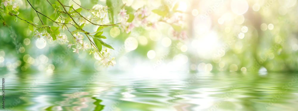 Poster Grass and Water Reflection