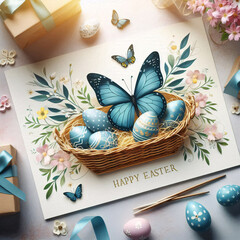 easter eggs and flowers