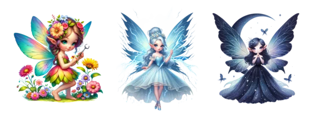 Stof per meter Vlinders Cute fantasy fairy  isolated on transparent background  