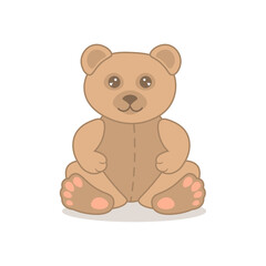 cute teddy bear sits and looks at you