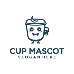 Mascot cup, restaurant logo vector illustration