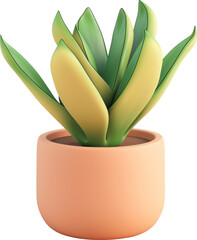 3D illustration cute succulent plant in clay pot icon symbol. Cartoon pastel minimal style.