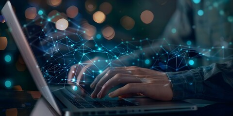 Person using laptop for online shopping with digital shopping cart and payment checkout process on screen. Concept Online shopping, Digital shopping cart, Payment checkout, E-commerce, Technology