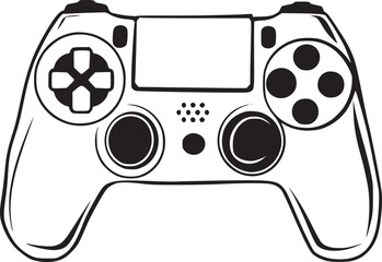 Outline game controller icon. Linear joystick sign, wireless gamepad for game console with editable stroke © MDMASUD