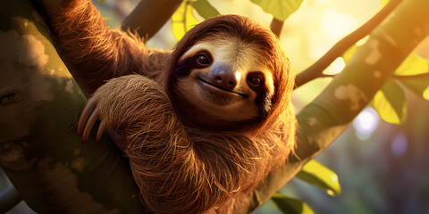 HD 8k wallpaper. A shy sloth hanging from a tree ,Sloth Tree Stock Photos, Images and Backgrounds 